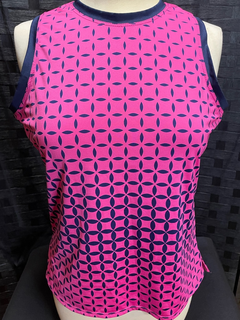 Tail Bright Pink and Navy Geometric Tank Top